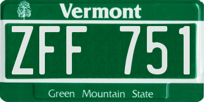 VT license plate ZFF751