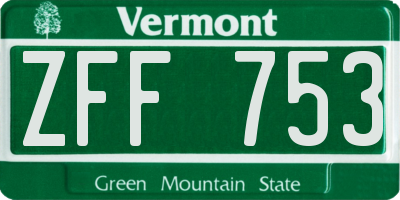 VT license plate ZFF753