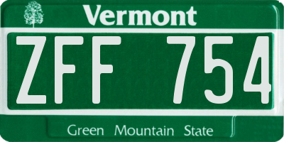 VT license plate ZFF754
