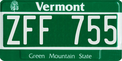 VT license plate ZFF755