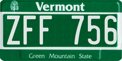 VT license plate ZFF756