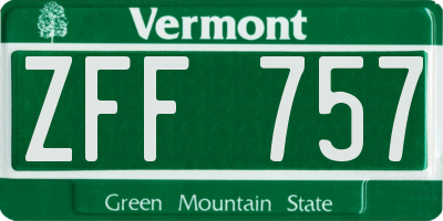 VT license plate ZFF757