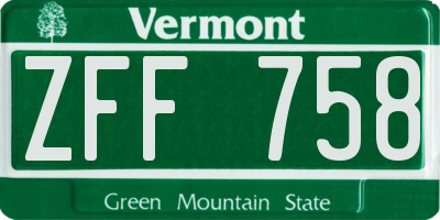 VT license plate ZFF758