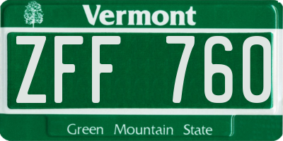 VT license plate ZFF760