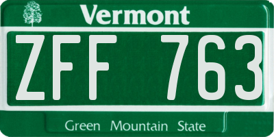 VT license plate ZFF763