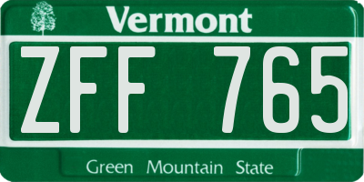 VT license plate ZFF765