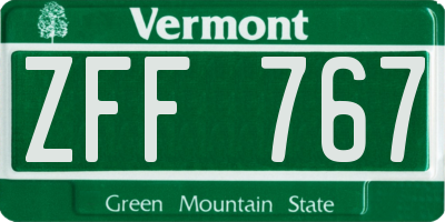 VT license plate ZFF767