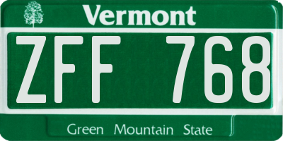 VT license plate ZFF768