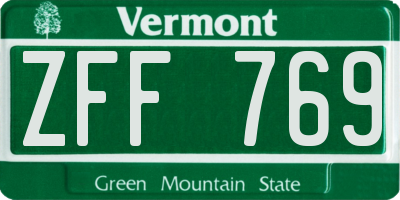 VT license plate ZFF769