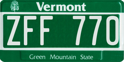 VT license plate ZFF770