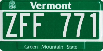 VT license plate ZFF771
