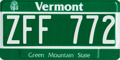 VT license plate ZFF772