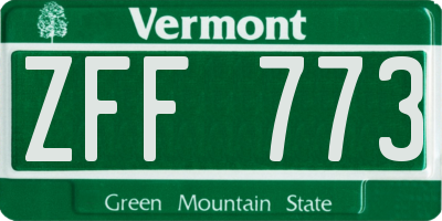 VT license plate ZFF773