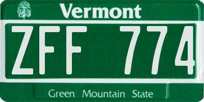 VT license plate ZFF774