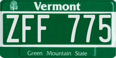 VT license plate ZFF775