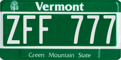 VT license plate ZFF777