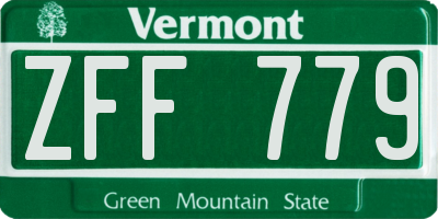 VT license plate ZFF779