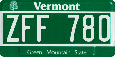 VT license plate ZFF780