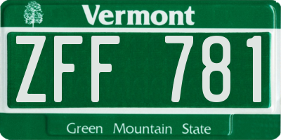 VT license plate ZFF781