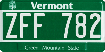 VT license plate ZFF782