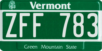 VT license plate ZFF783