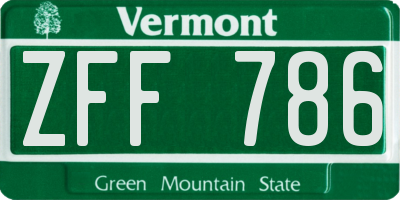 VT license plate ZFF786