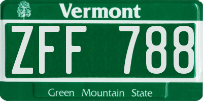 VT license plate ZFF788