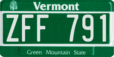 VT license plate ZFF791