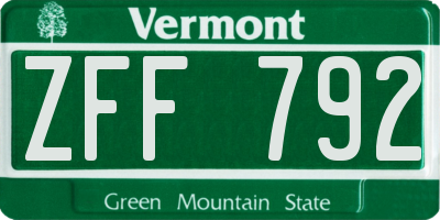 VT license plate ZFF792