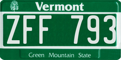 VT license plate ZFF793