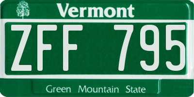 VT license plate ZFF795