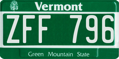 VT license plate ZFF796