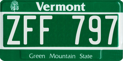 VT license plate ZFF797
