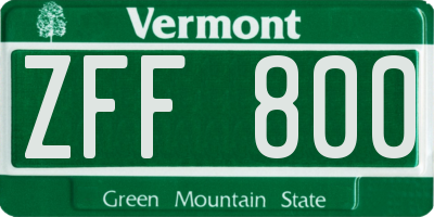 VT license plate ZFF800