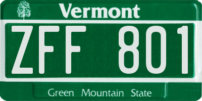 VT license plate ZFF801