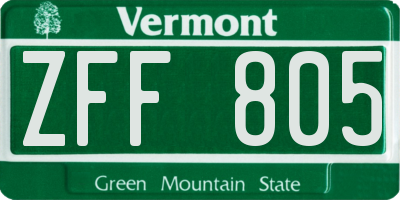 VT license plate ZFF805