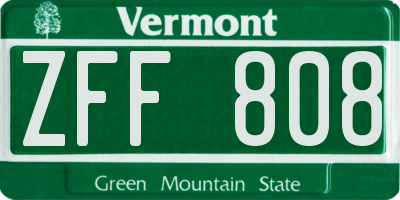 VT license plate ZFF808