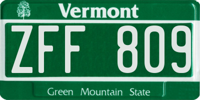 VT license plate ZFF809