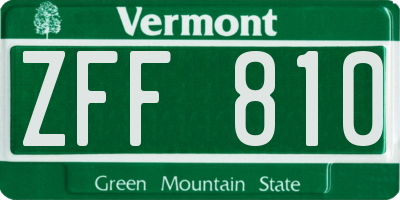 VT license plate ZFF810