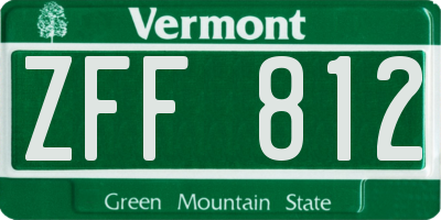 VT license plate ZFF812