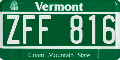 VT license plate ZFF816