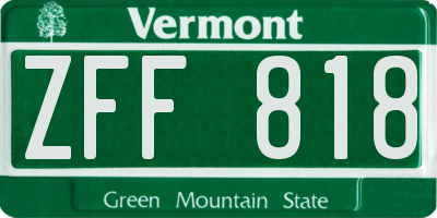 VT license plate ZFF818