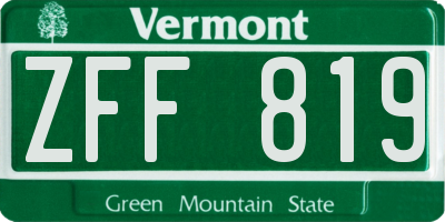 VT license plate ZFF819
