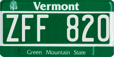 VT license plate ZFF820