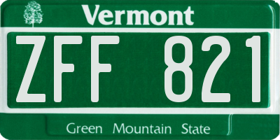 VT license plate ZFF821