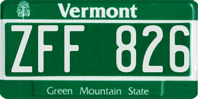 VT license plate ZFF826