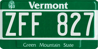 VT license plate ZFF827