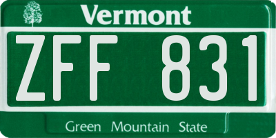 VT license plate ZFF831