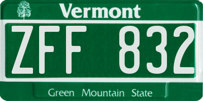 VT license plate ZFF832