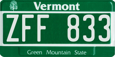 VT license plate ZFF833